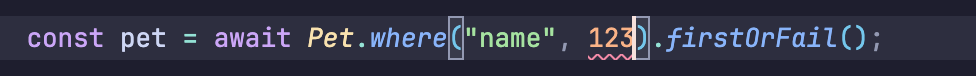 Example type safety not allowing values, and a type error when an invalid value is entered